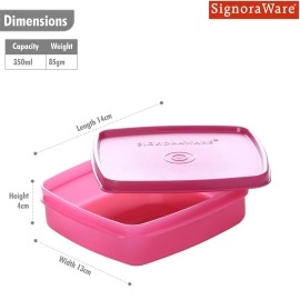 Signoraware Smart N Slim Plastic Lunch Box Set, 350ml, Set of 3, Multicolour