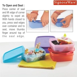 Signoraware Smart N Slim Plastic Lunch Box Set, 350ml, Set of 3, Multicolour