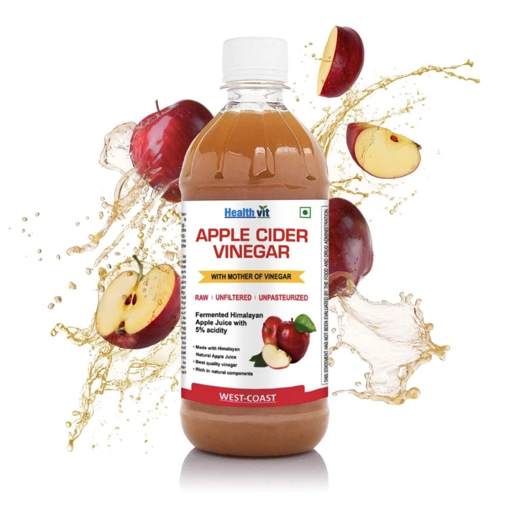 HealthVit Apple Cider Vinegar with Mother Vinegar, Raw, Unfiltered and Undiluted - 500 ml