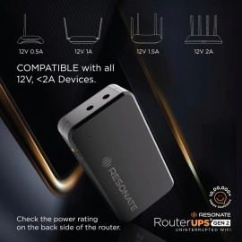 Resonate RouterUPS CRU12V2 Power Backup for Wi-Fi Router (Black)