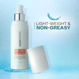 FACES CANADA Hydro Face Moisturiser, 100ml | Naturally Hydrating Moisturiser With SPF 15 | Anti Ageing | For Dry & Sensitive Skin | Evens Skin Tone | Masks Imperfections | Natural Ingredients