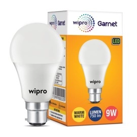 Wipro Garnet N90002 Base B22 9-Watt LED Bulb (Pack of 2, Warm White and Golden Yellow)