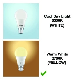 Wipro Garnet N90002 Base B22 9-Watt LED Bulb (Pack of 2, Warm White and Golden Yellow)