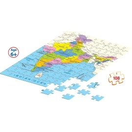 Frank India Map Puzzle - 34.5 x 46 cm, 108 Pieces, Early Learner Large Educational Jigsaw Puzzle Set with States, Union Territories, Capitals | Ages 6 & Above | Educational Toys and Games