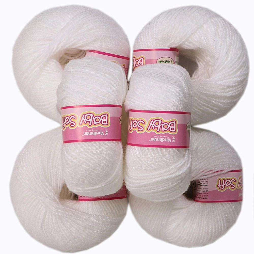 Vardhman Acrylic Knitting Wool (White) - Pack of 6