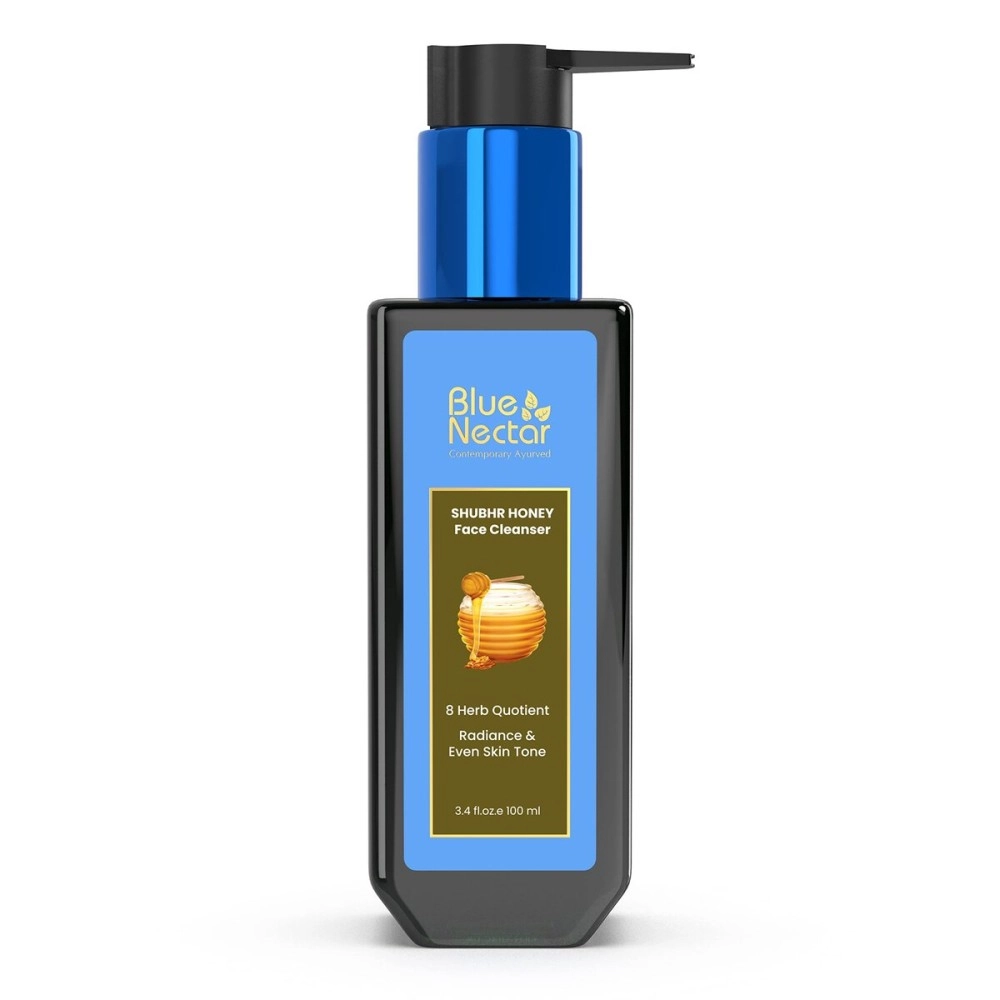 Blue Nectar Ayurvedic Tan Removal Face Wash for Glowing Skin | Honey Aloe Vera Detan Face Wash for Dry Skin, Oily Skin and Combination Skin (8 Herbs, 100ml)