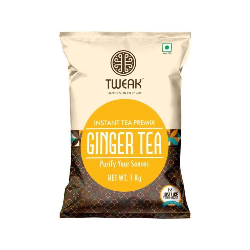 TWEAK INSTANT GINGER TEA PREMIX 1kg | Premium Ginger Tea | Instant Chai Mix with Milk & Sugar | Ginger Chai Premix | Ready-to-Drink Ginger Tea | Instant Herbal Tea Premix | Makes Approx 62 Cups of
