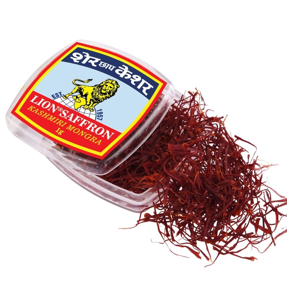 LION BRAND SAFFRON 1G, Pure Kashmiri Mongra Fresh Kesar Value Pack Grade A++ For Pregnant Women, Pooja, Biryani, Tilak, Milk And Skin (1Gram)