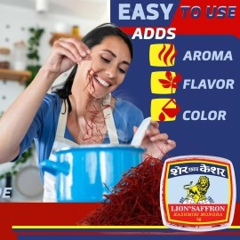 LION BRAND SAFFRON 1G, Pure Kashmiri Mongra Fresh Kesar Value Pack Grade A++ For Pregnant Women, Pooja, Biryani, Tilak, Milk And Skin (1Gram)