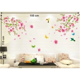 Decals Design Flowers Branch Wall Sticker (PVC Vinyl, 60 cm x 90 cm),Multicolor