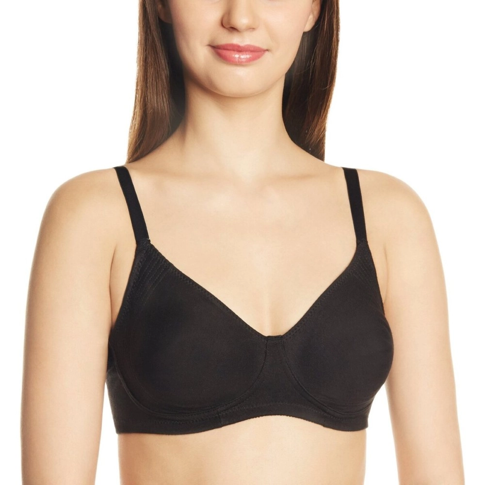 Enamor A042 Side Support Shaper Supima Cotton Everyday Bra - Non-Padded, Wirefree & High Coverage Black