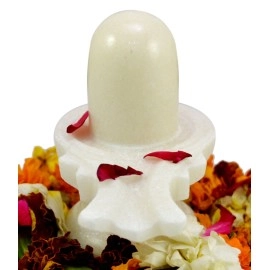 Amazing India Stone Shivling Idol, Standard, White
