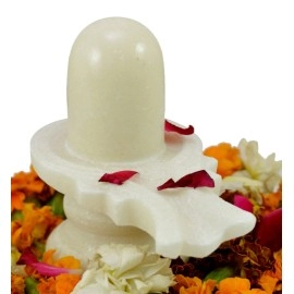 Amazing India Stone Shivling Idol, Standard, White