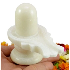 Amazing India Stone Shivling Idol, Standard, White