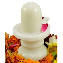 Amazing India Stone Shivling Idol, Standard, White