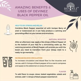 Devinez Black Pepper Essential Oil, 100% Pure, Natural & Undiluted, 100ml in Anodized Aluminum Bottle