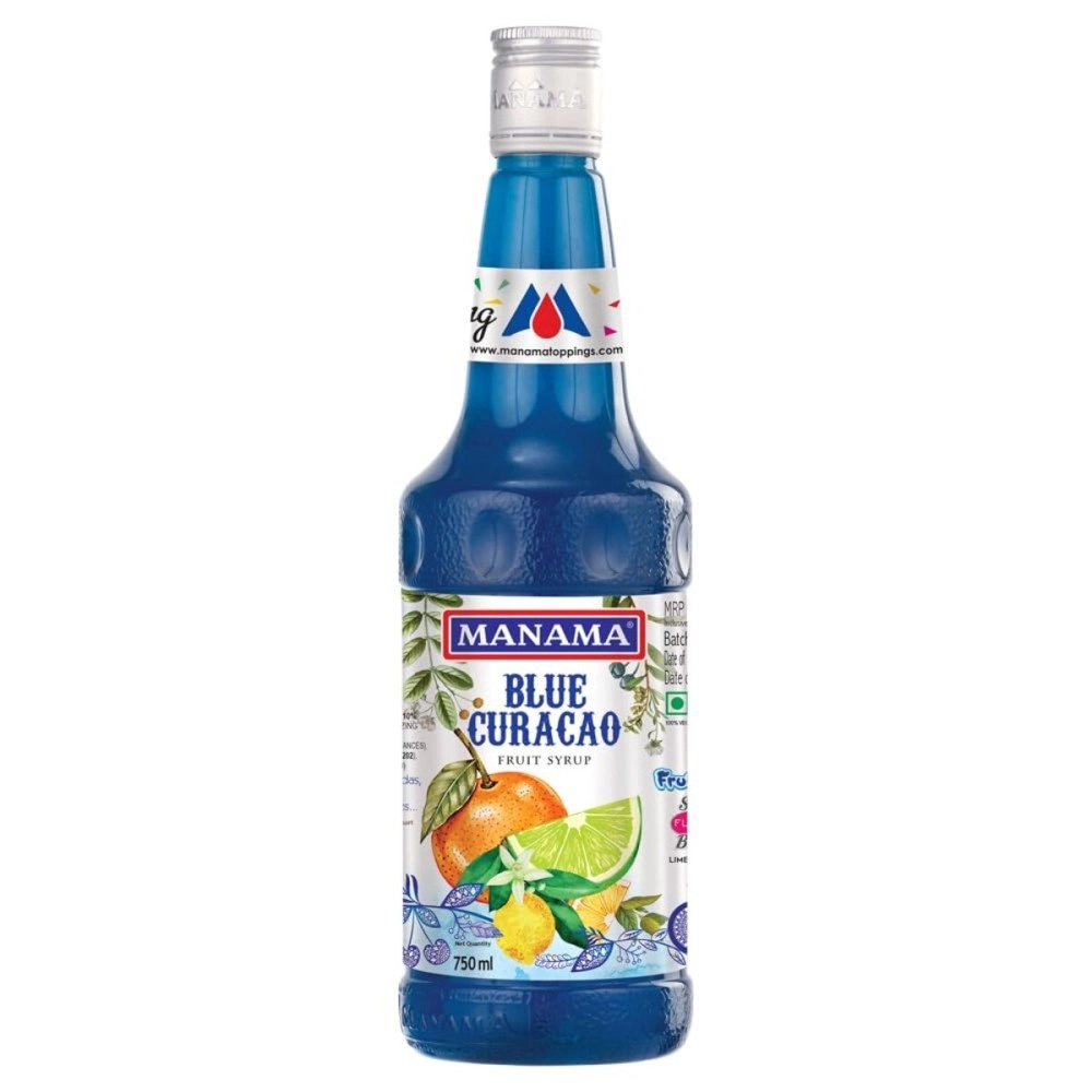 Manama Blue Curacao Flavoured Syrup, Fruit Twist for Mocktails and Cocktails (750ML)