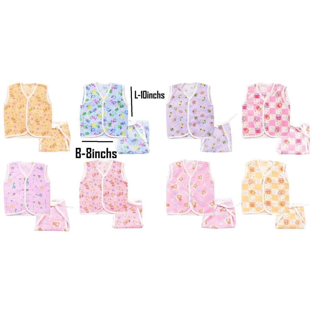 FARETO Jhabla Set Pack Of 8 Pcs With 8 Nappies (0-5Months) (Assorted)