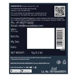 MuscleBlaze Mass Gainer XXL (Chocolate, 1kg / 2.2lbs, 10 Servings) | With Complex Carbs, High Protein & Digestive Enzymes, Powder