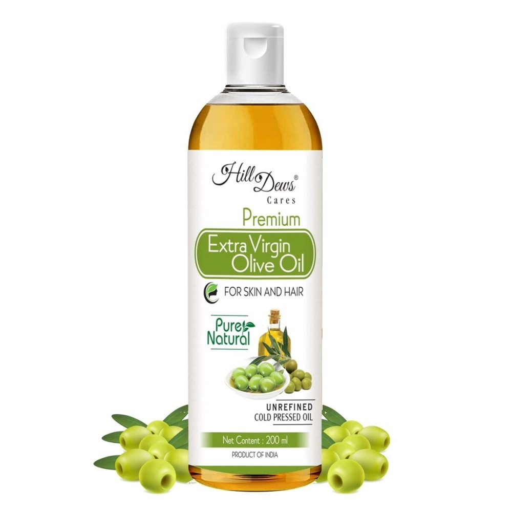 HillDews Extra Virgin Olive Oil | 200ml | Pure | Natural | Cold Pressed | Skin & Hair