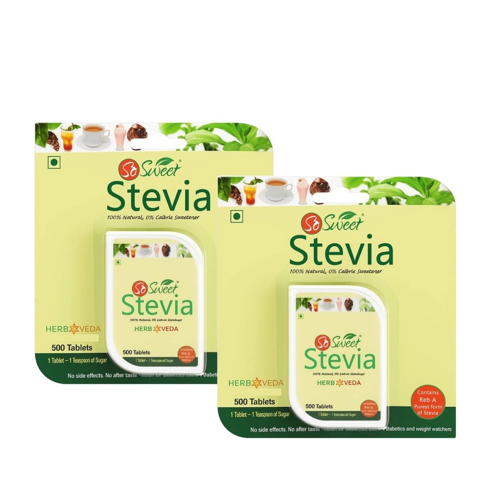 So Sweet Stevia Tablets Sugar Free Natural Sweetener Zero Calorie 1000 Tablets -Pack of 2 (500 Each)