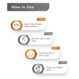 Just Jaivik 100% Organic Triphala Powder - Certified Organic by OneCert Asia, 227 gms / 1/2 LB Pound / 08 Oz - Balances DOSHAS as per Ayurveda