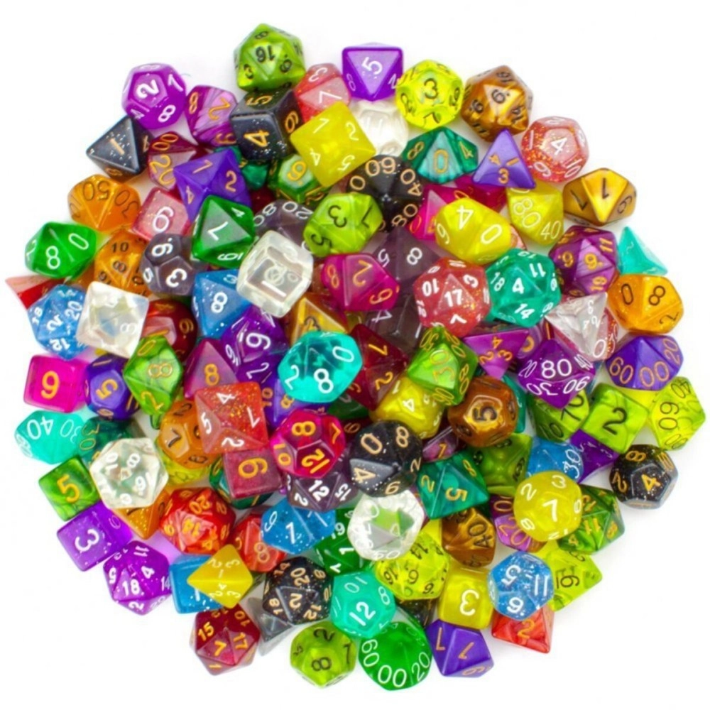 Wiz Dice Series II 100+ Pack of Random Polyhedral Dice - 15 Guaranteed Sets of Random Colors - Tabletop Roleplaying Fantasy RPG Gaming Novelty Accessories