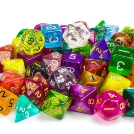 Wiz Dice Series II 100+ Pack of Random Polyhedral Dice - 15 Guaranteed Sets of Random Colors - Tabletop Roleplaying Fantasy RPG Gaming Novelty Accessories