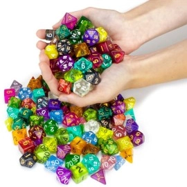Wiz Dice Series II 100+ Pack of Random Polyhedral Dice - 15 Guaranteed Sets of Random Colors - Tabletop Roleplaying Fantasy RPG Gaming Novelty Accessories