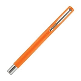 Parker Vector Standard Fountain Pen Chrome Trim Fine Nib with 3 Free Ink Cart | Body Color - Orange | Ink Color - Blue