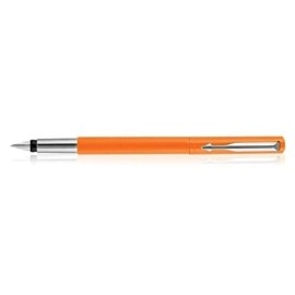 Parker Vector Standard Fountain Pen Chrome Trim Fine Nib with 3 Free Ink Cart | Body Color - Orange | Ink Color - Blue