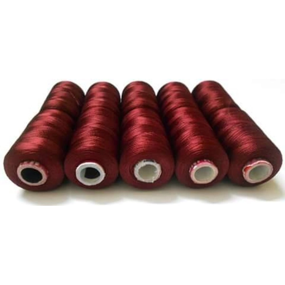 GOELX AM Silk Thread Maroon, Shiny 10 Spools for Embroidery/Bangle Jhumka Jewellery Making