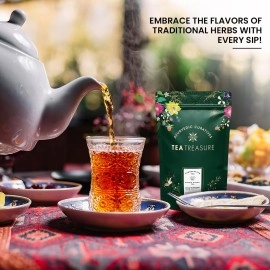 Tea Treasure Kashmiri Kahwa A Blend of Green Tea, Cinnamon, Cardemom, Saffron Strand, Improves Digestion & Boost Energy, Loose Leaf, 50 g, Pack of 2