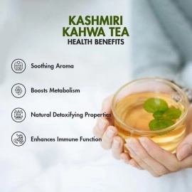 Tea Treasure Kashmiri Kahwa A Blend of Green Tea, Cinnamon, Cardemom, Saffron Strand, Improves Digestion & Boost Energy, Loose Leaf, 50 g, Pack of 2