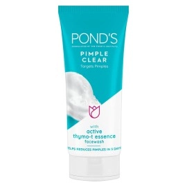 POND\'s Pimple Clear, Facewash, 100G, For Glowing Skin, With Active Thymo-T Essence Formula, Helps Reduce Pimples In 3 Days, Face Wash Controls Oil, Reduces Blackheads