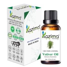 KAZIMA Vetiver Essential Oil - 100% Pure Natural & Undiluted For Skin care & Hair (15ml)