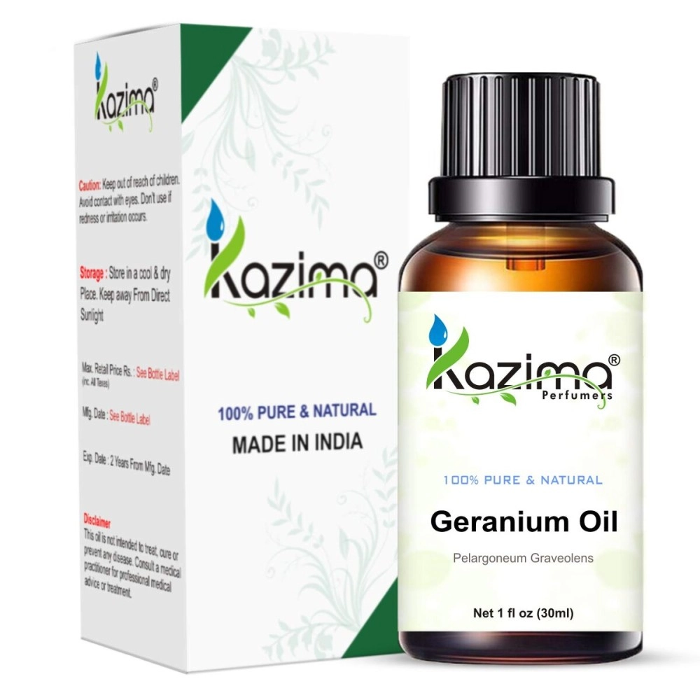 KAZIMA Geranium Essential Oil - 100% Pure Natural & Undiluted For Skin care & Hair treatment (30ml)