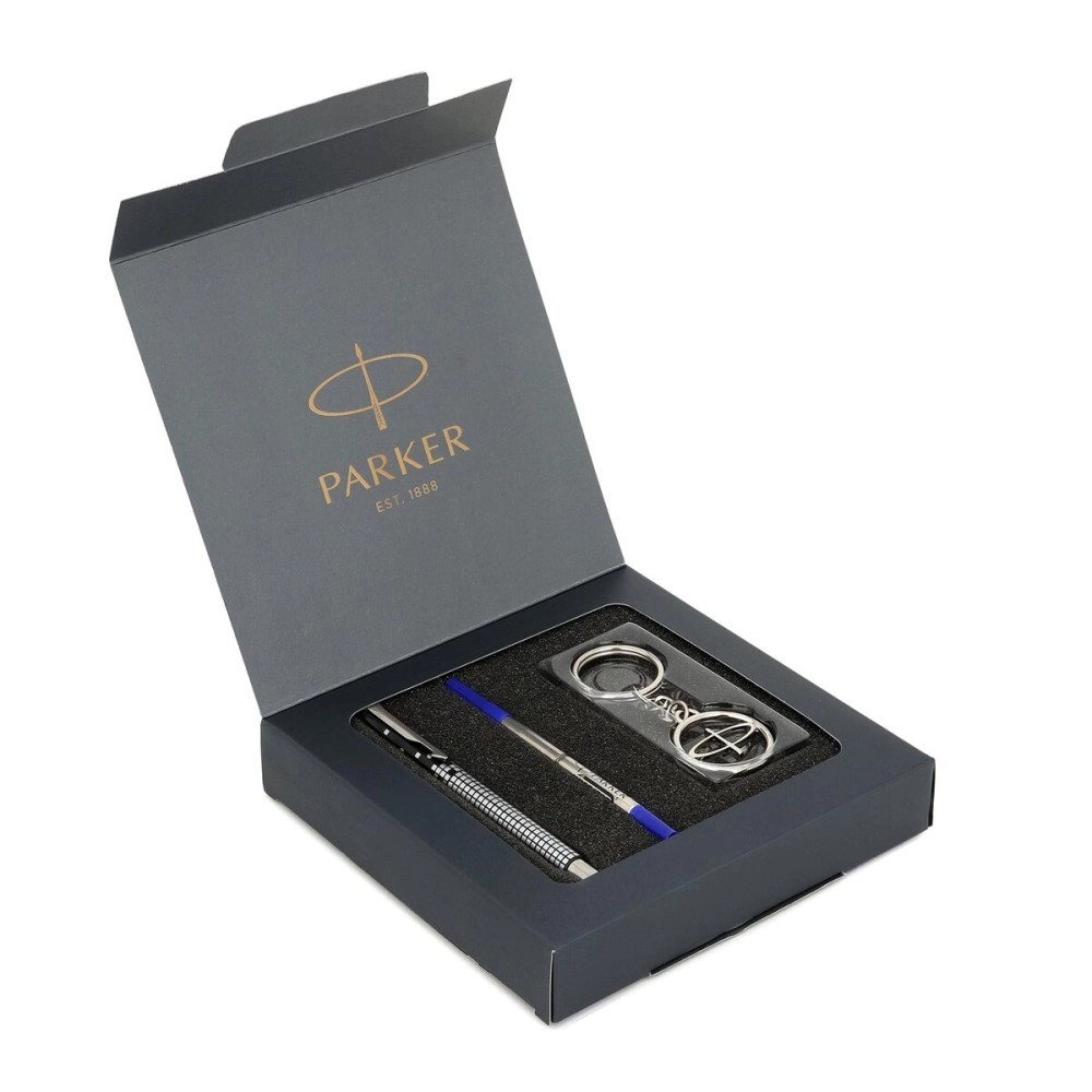 Parker Vector Gift Set - Parker Roller Ball Pen with Parker Round Key Chain (Ink - Blue)