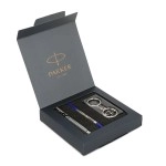 Parker Vector Gift Set - Parker Roller Ball Pen with Parker Round Key Chain (Ink - Blue)
