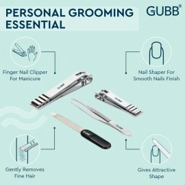 GUBB USA Nail Care Kit Toe Nail, Finger Nail Cutter, Flat tip Tweezer/Plucker and Nail Filer