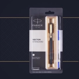 Parker Vector Standard Gold Trim Roller Ball Pen (Black), 1 Count (Pack of 1) (9000017252)