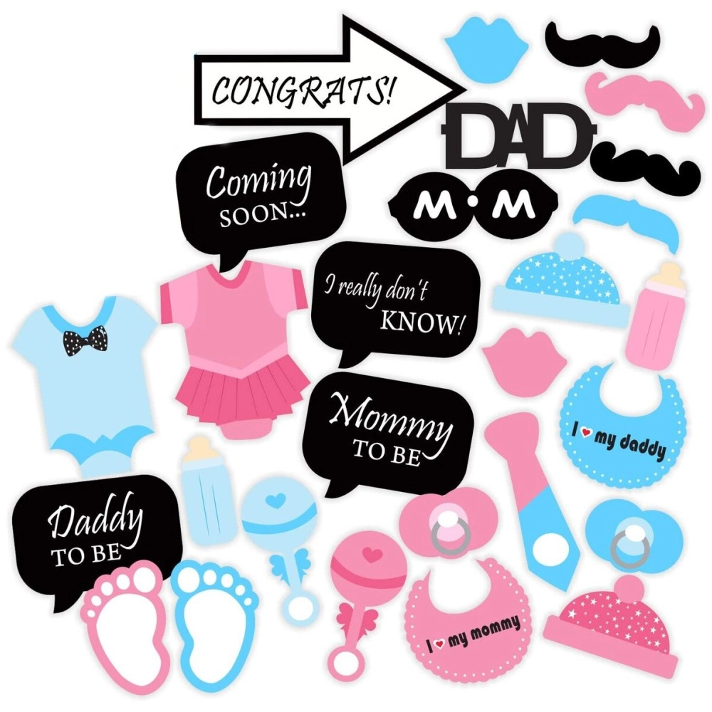 Syga Baby Shower Party Photo Booth Props, Set of 30