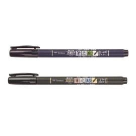 Tombow 62038,2 Count (Pack of 1),Fudenosuke Brush Pen,Black