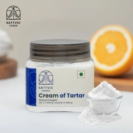 Sattvic Foods Cream of Tartar Powder (100 g) (Potassium Bitartrate) - Keto-Friendly | Adrenal Energizer | Use in Cooking, Leavener in Baking, Also Used as Natural Non-Toxic Cleaner