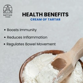 Sattvic Foods Cream of Tartar Powder (100 g) (Potassium Bitartrate) - Keto-Friendly | Adrenal Energizer | Use in Cooking, Leavener in Baking, Also Used as Natural Non-Toxic Cleaner