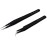 PagKis Set of 2 Black Coated Stainless Steel Tweezers - Straight & Curved