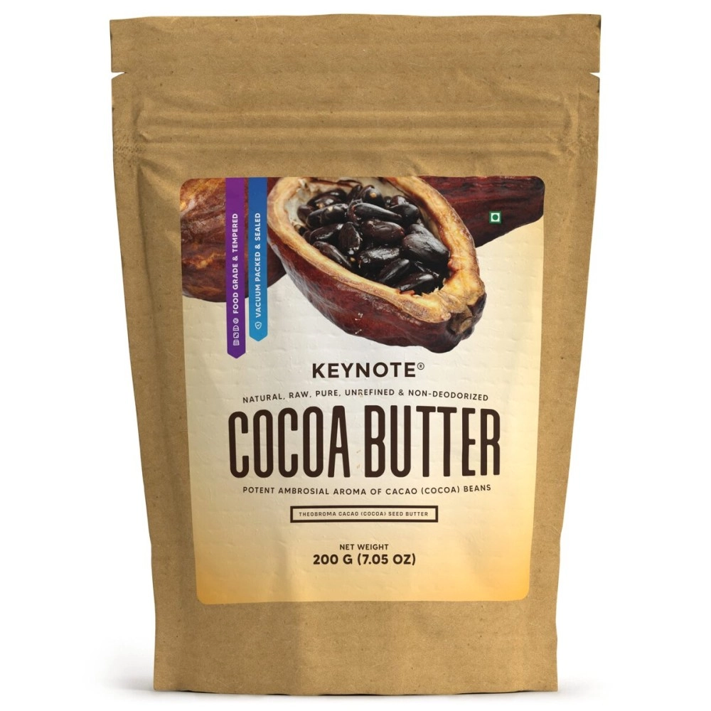 Keynote Cocoa Butter Pure Raw | Food-Grade Non-Deodorized Natural Tempered Cacao Butter | Vacuum Pack 200 g
