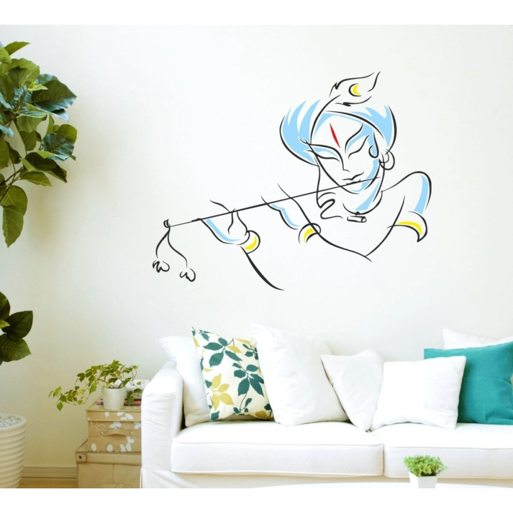 Wallstick Lord Krishna Wall Sticker (Vinyl,49x4x4cm)
