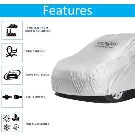 KINGSWAY Micra Active Car Body Cover Dustproof for (Year 2010 to 2020), Compatible with Nissan Micra Active Car Cover, Comes with Bird Droppings, Scratch, UV and Paint Protection, Silver Matty