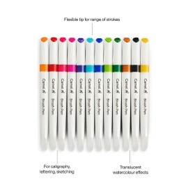 Camline Kokuyo Brush Pen (12 Shades, Multicolor)